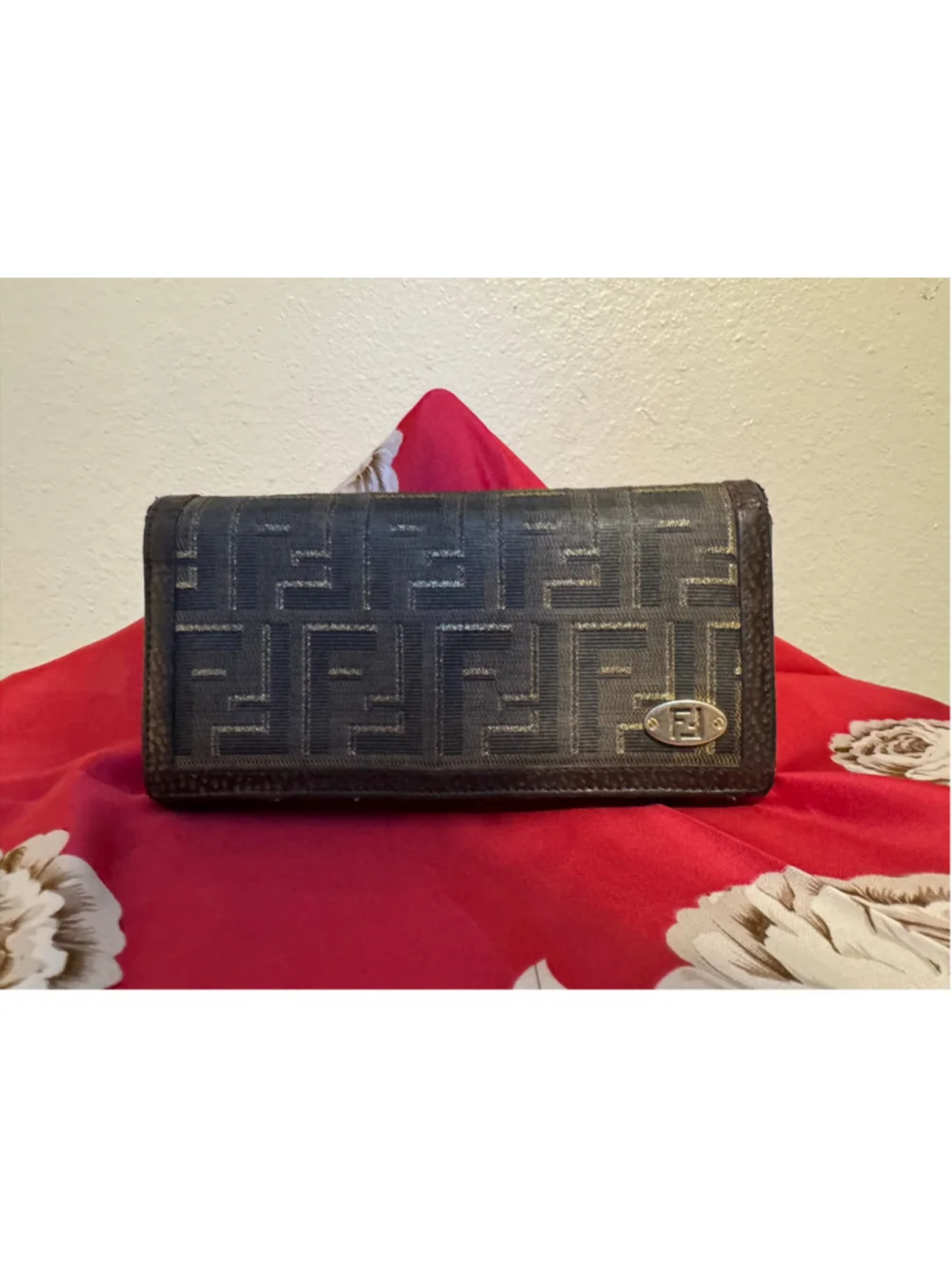 Authentic Fendi Zucca FF Logo Long Wallet Brown Vintage Continental COA